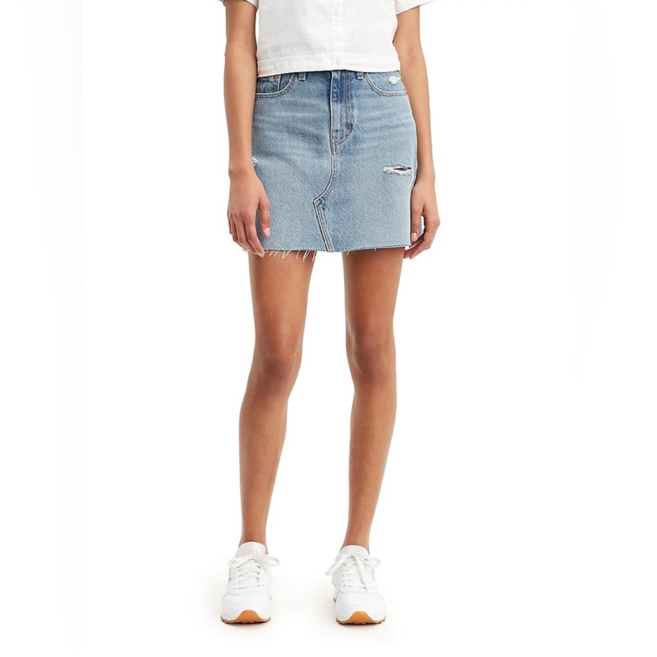 Levi's High Rise Deconstructed Denim Skirt