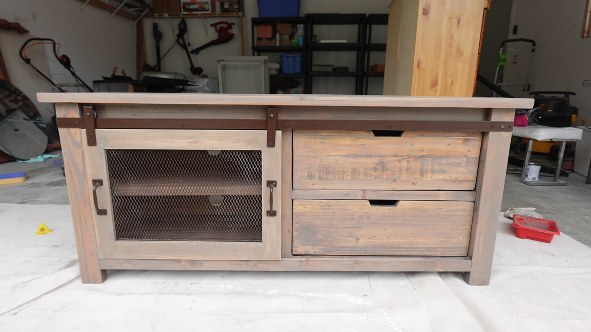 Rustic Refurbished Solid Wood Media Console - photo 2