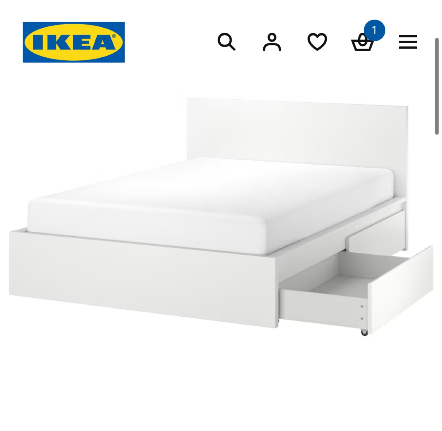 IKEA Double Malm Bed frame and two drawers