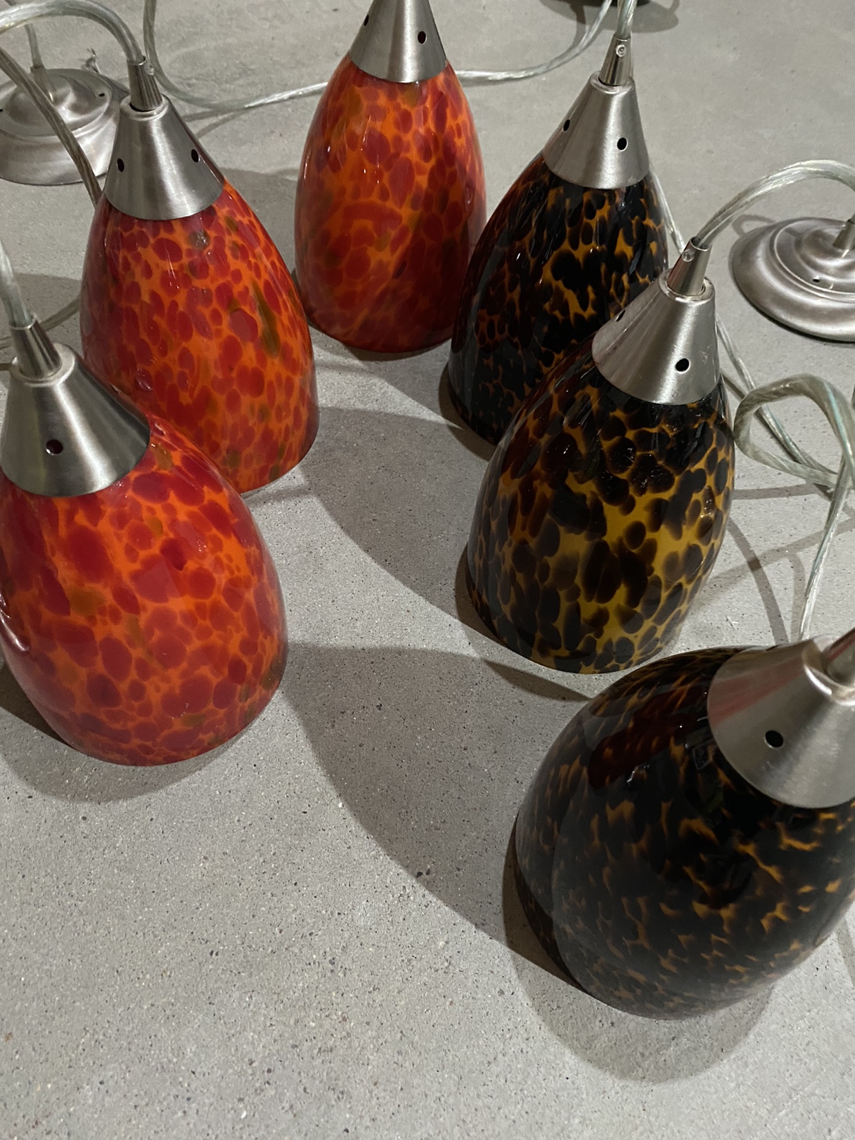Pendant Ceiling Light Set of 6 Leopard Glass Shade - photo 2