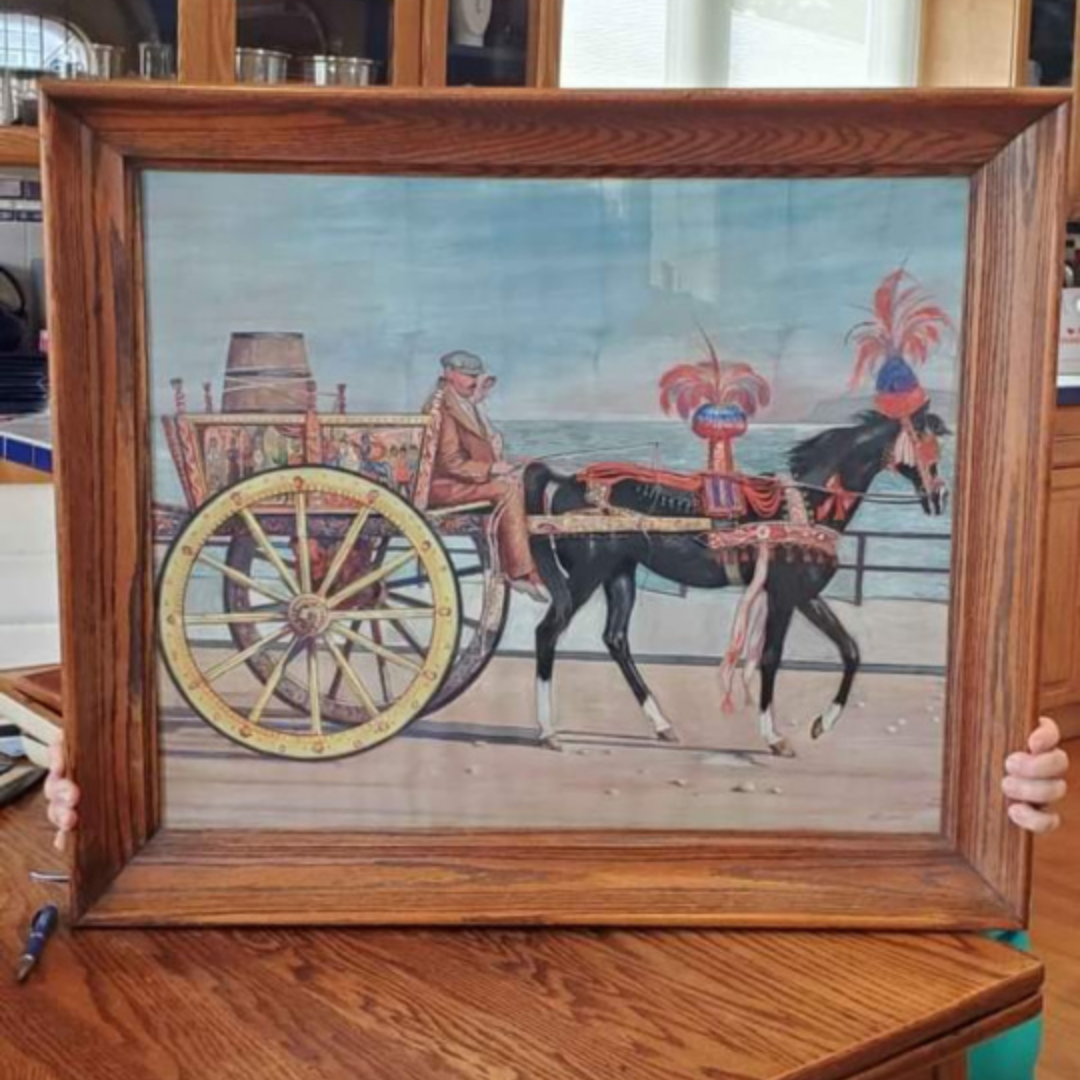 Vintage Watercolor Painting, Sicilian Horse & Cart image indicator(5)