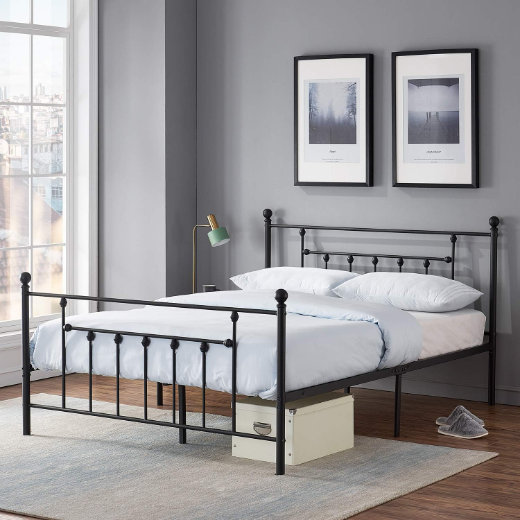 Vintage-Style Platform Bed Frame with Headboard and Footboard - photo 2
