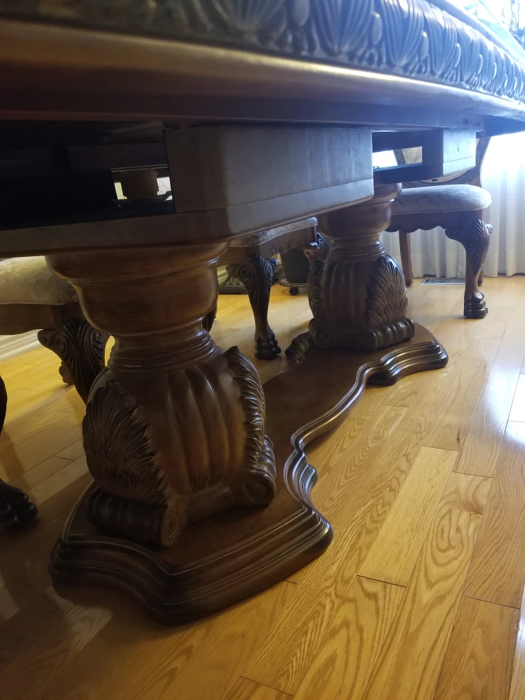 dining table, 8 chairs with top glass image indicator(7)