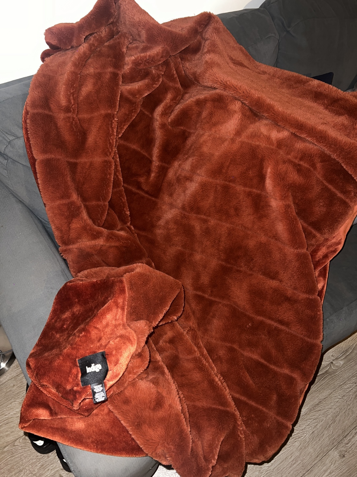 Indigo Burnt Orange blanket/throw