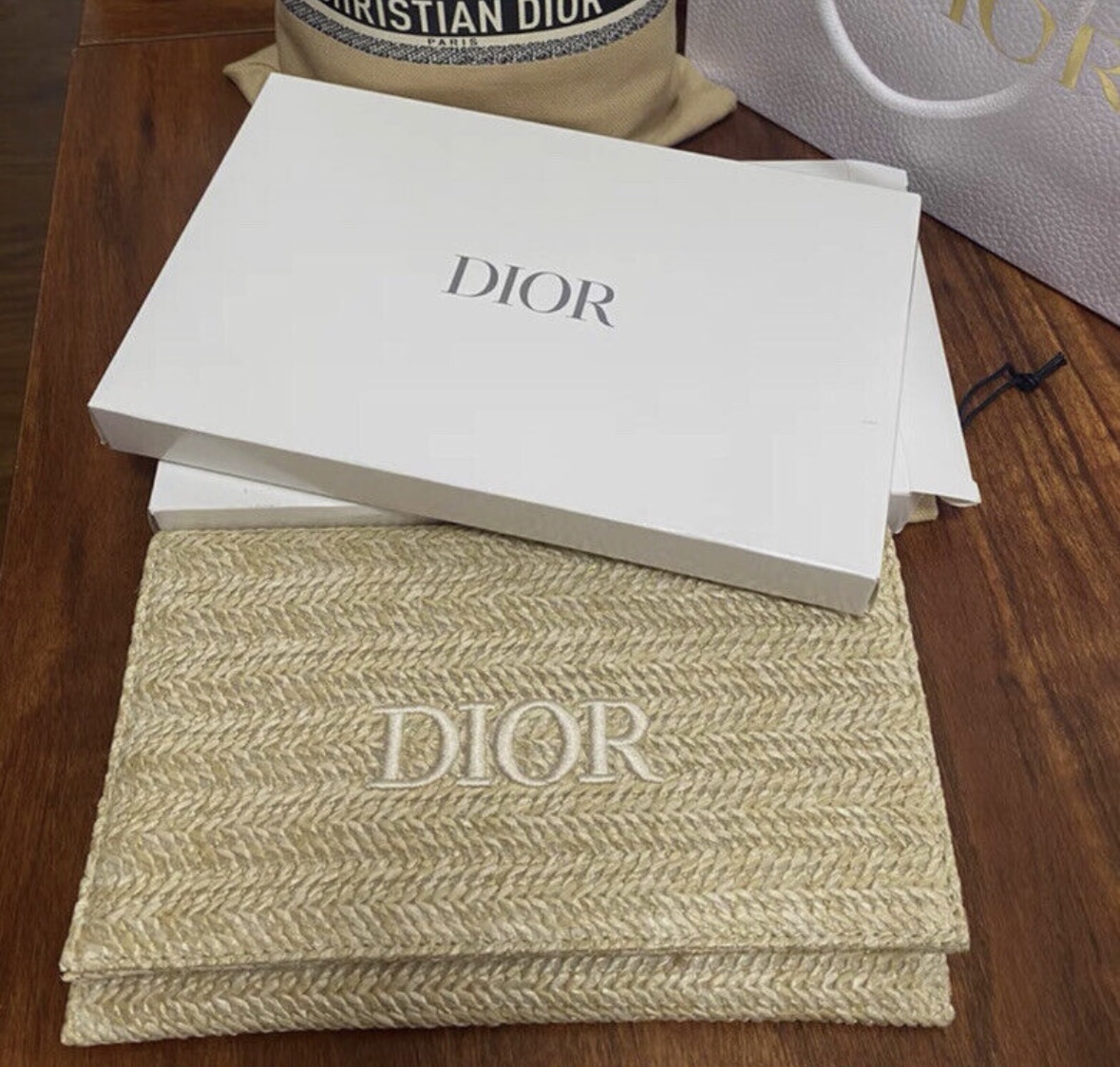 Dior Limited Edition Raffia Cosmetic Pouch Converted to Bag image indicator(7)