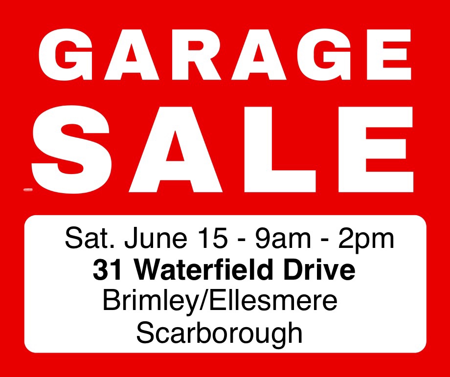 Garage Sale - Sat June 15 - 9 am - 2pm