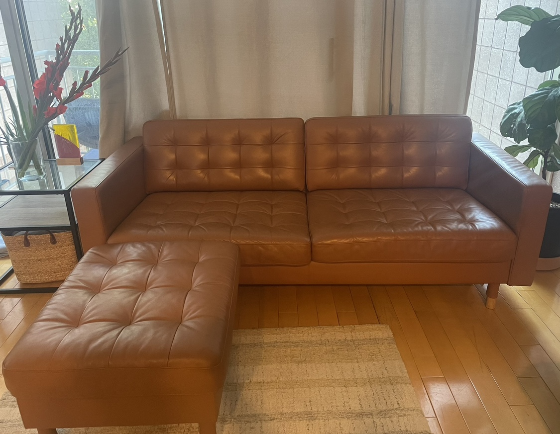 Leather sofa and ottoman - photo 2