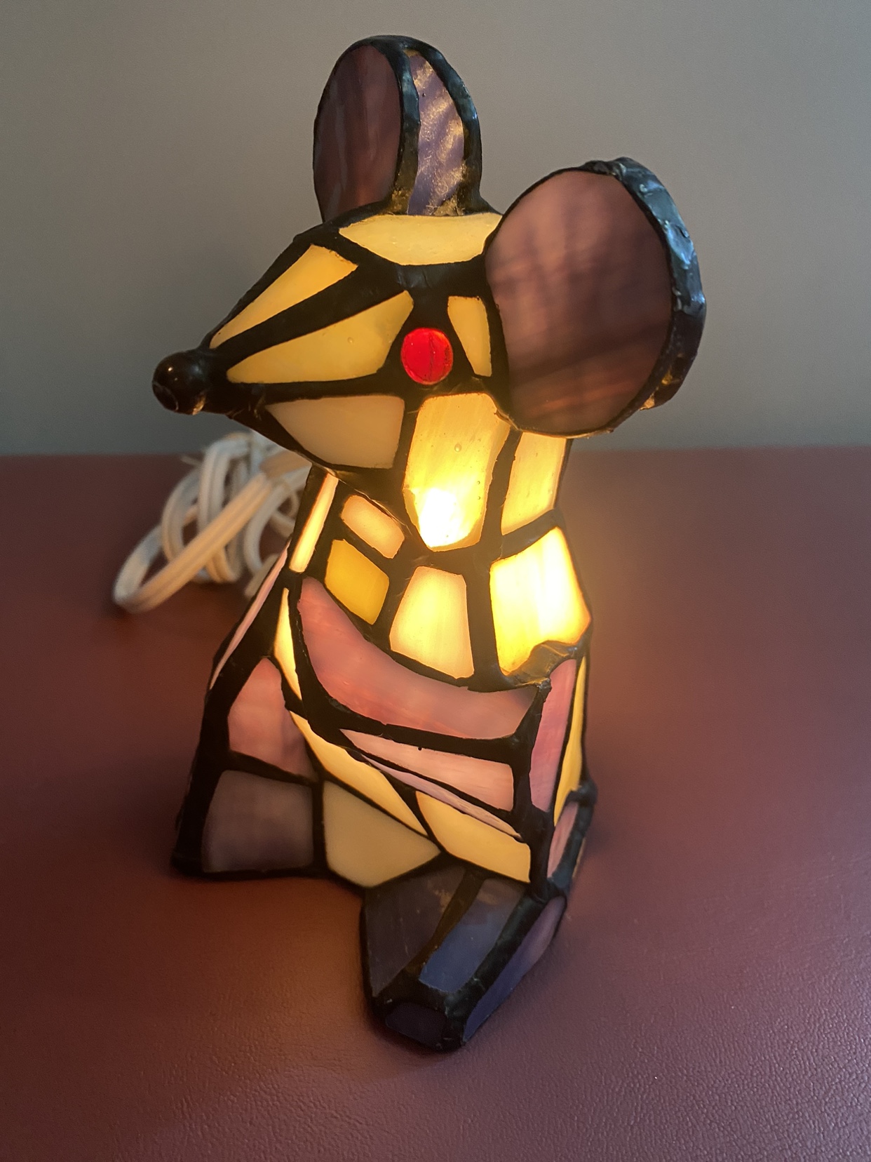 Tiffany Style Stained Glass Mouse Accent Lamp 6" Tall - photo 2