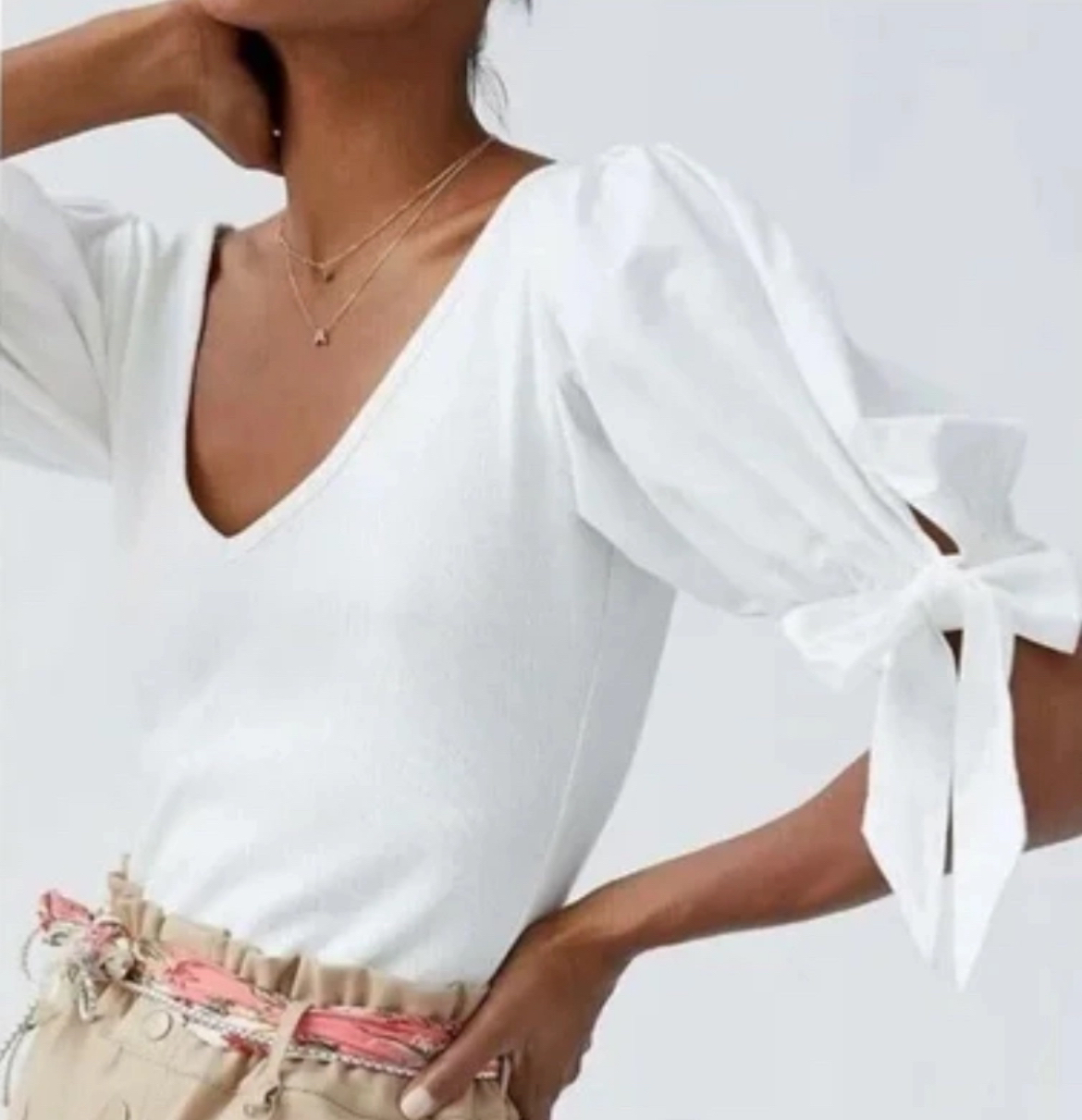 Maeve Anthropologie Puff-Sleeved Blouse Top