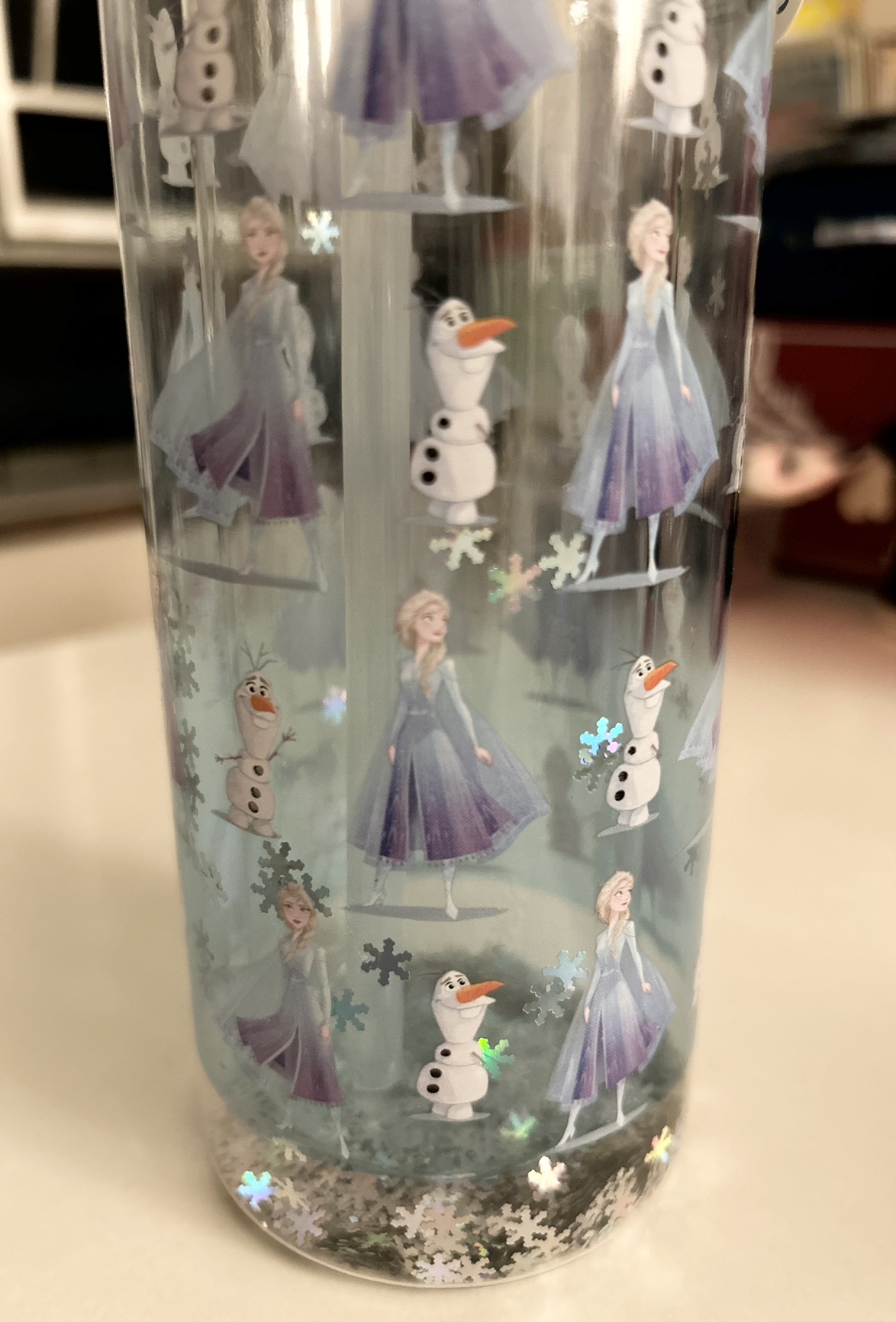 Disney Frozen glitter Elsa Anna water bottle image indicator(3)