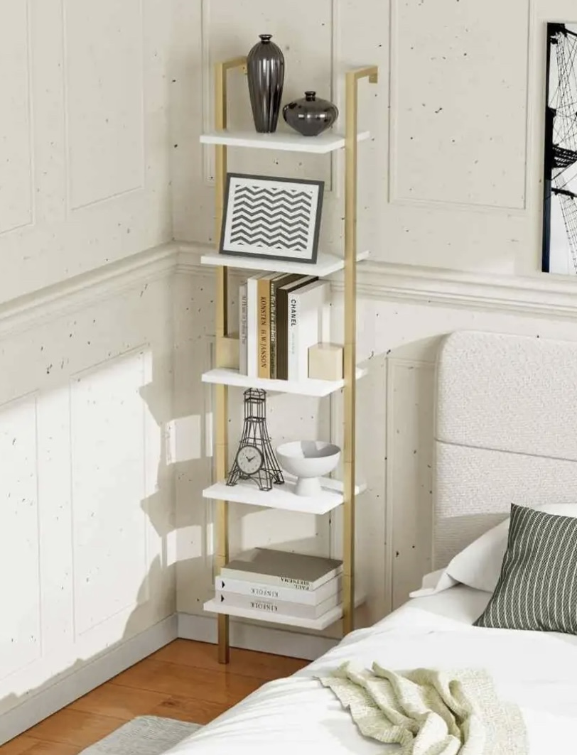 New unboxed White and Gold Ladder Shelf - 5 Tiers - photo 3