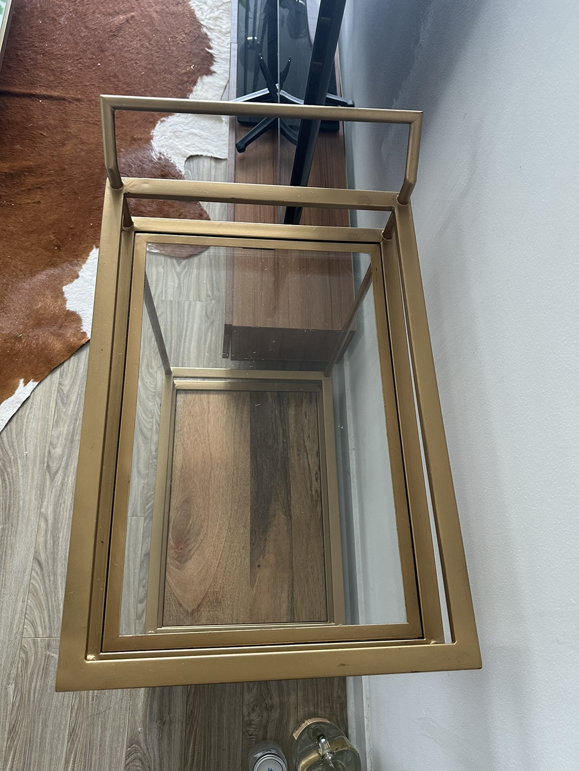 Gold and Glass Two Tier Bar Cart - photo 3