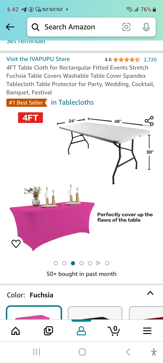 Brand new 4 ft table cloth for rectangular fitted events - photo 3