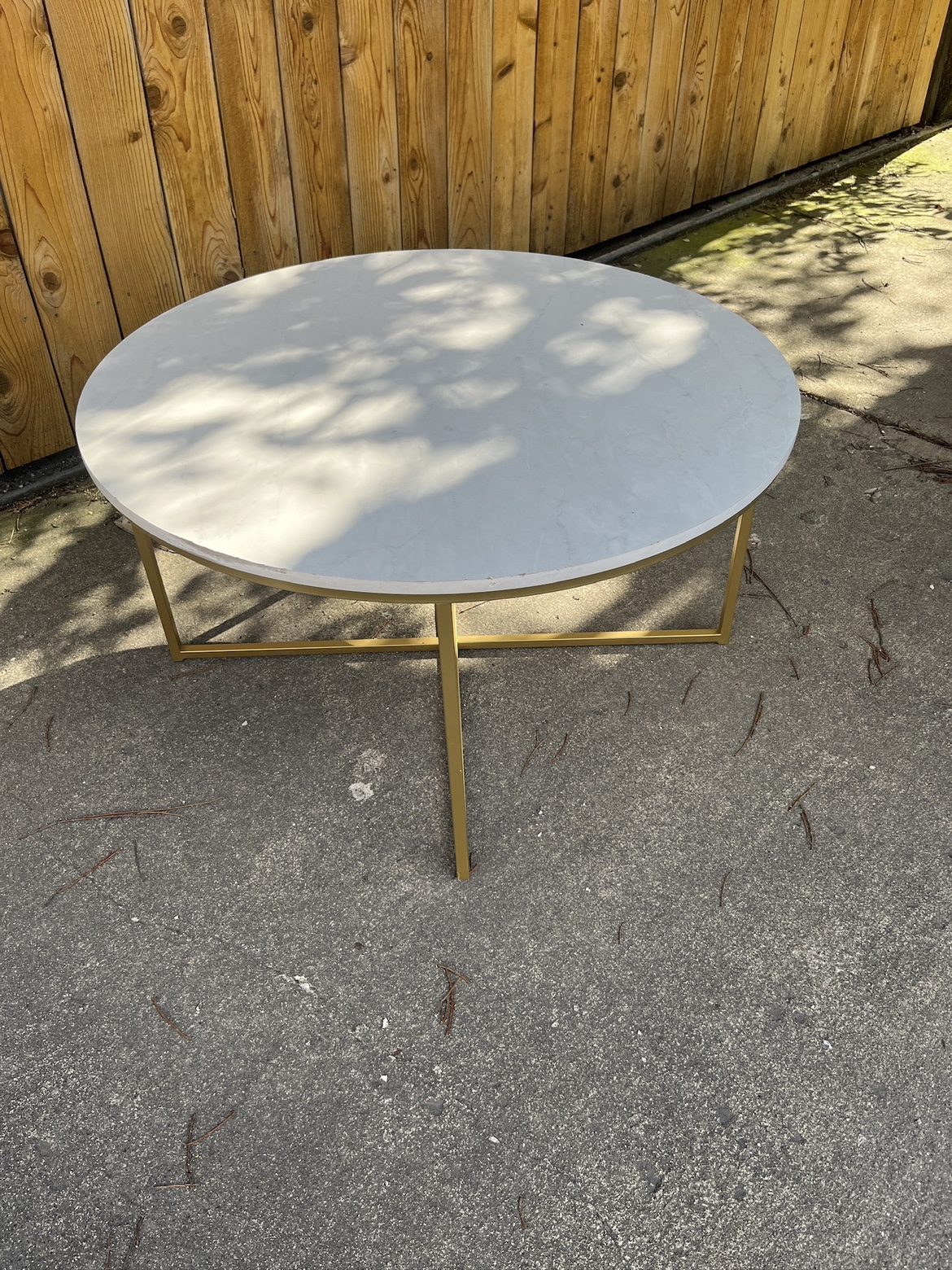 Faux Marble Top Round Coffee Table