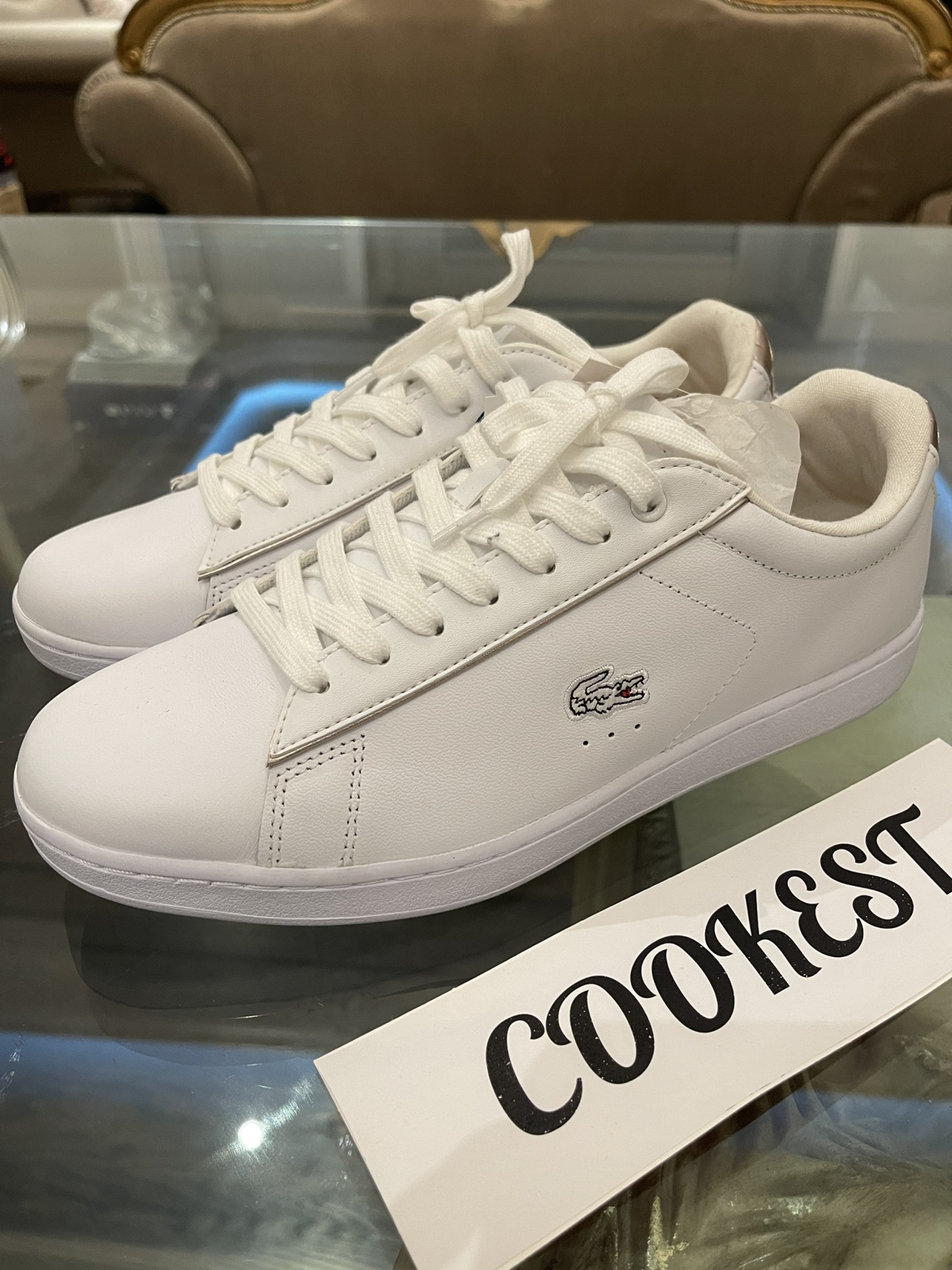 Lacoste Carnaby EVO Leather Sneakers White Men US 8.5 thumbnail