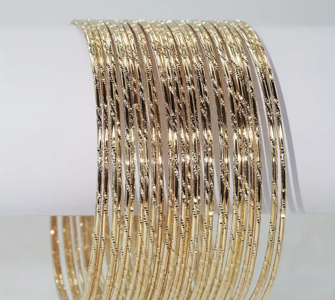 Brand New 30 pc 14K gold plated bangles Indian jewelry image indicator(4)