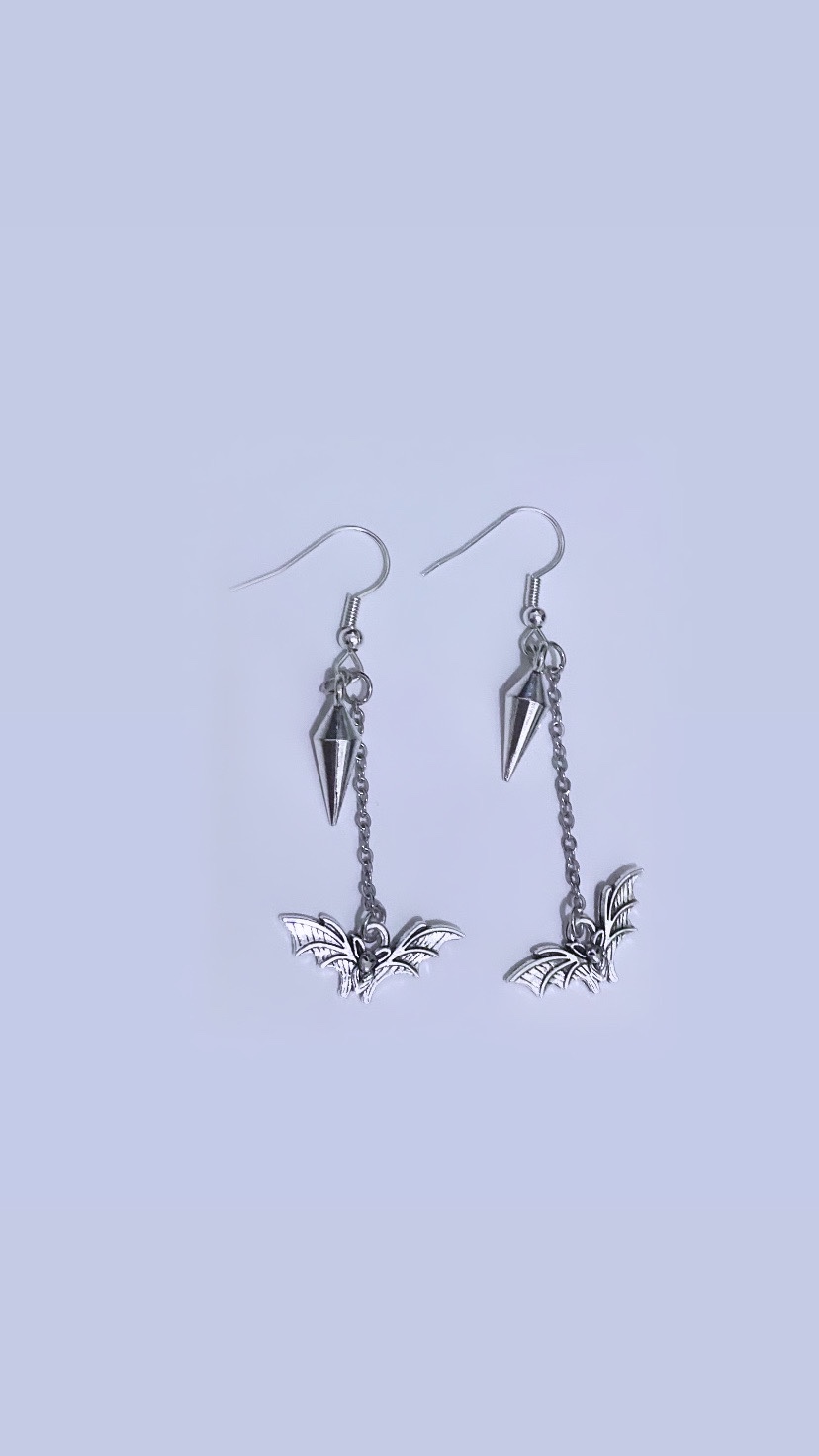 Dangly Bat Earrings (Handmade) thumbnail