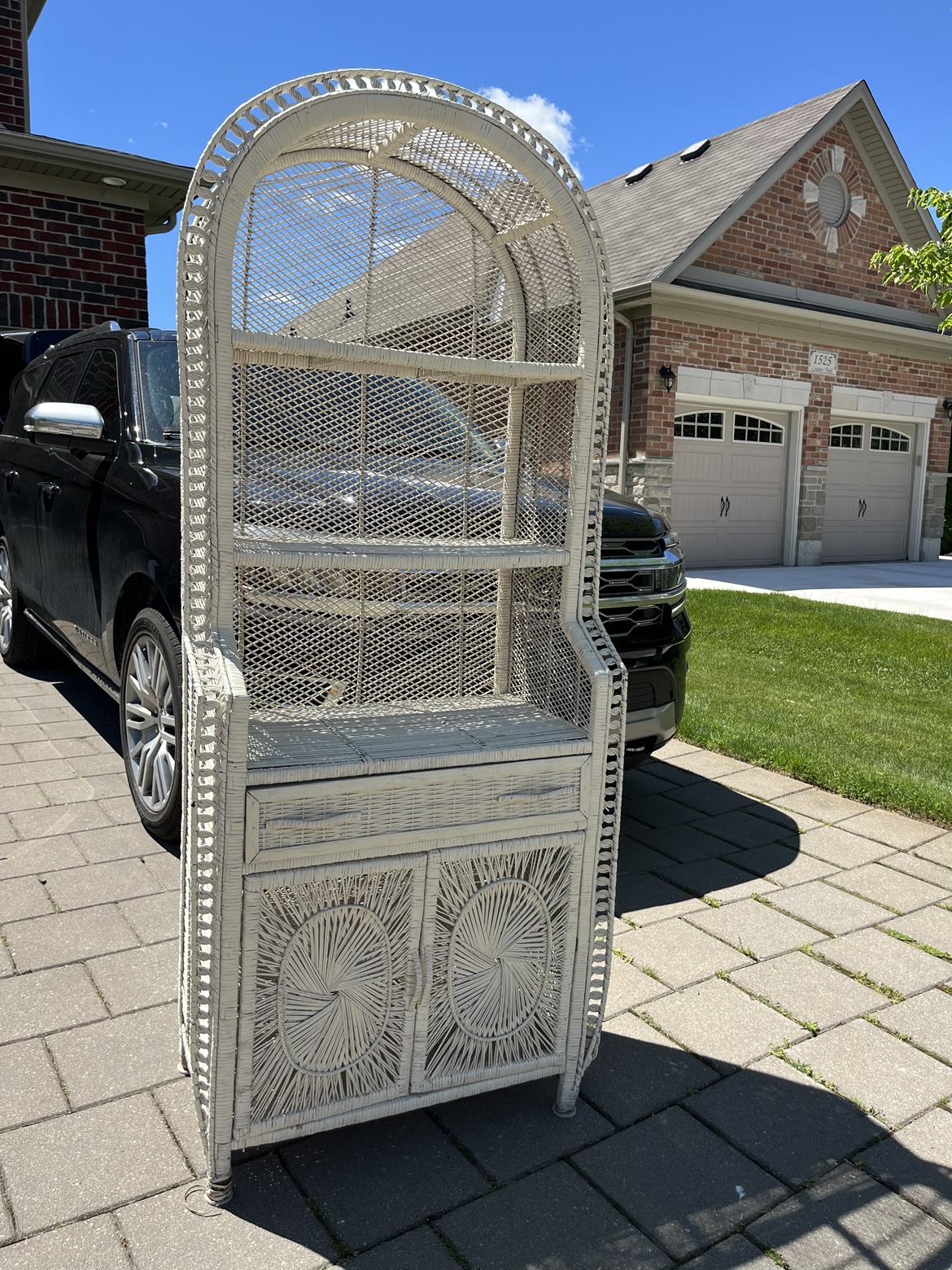 antique wicker shelf