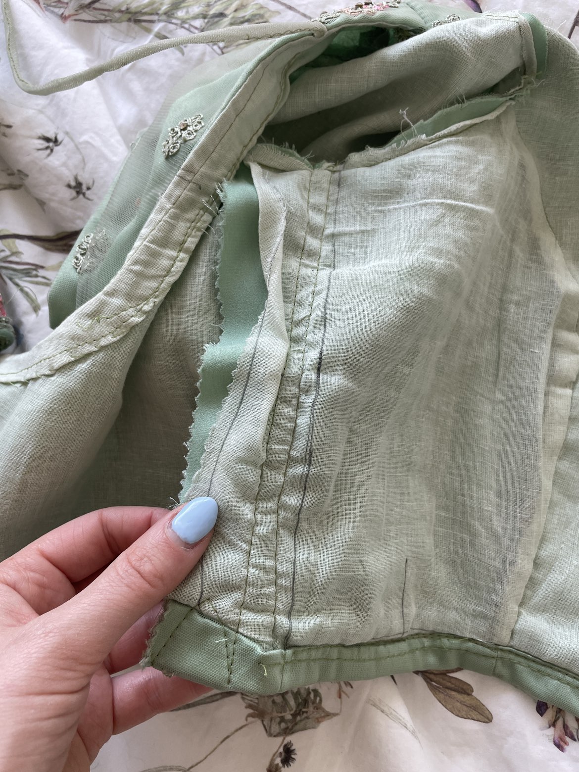 green lengha with pink embroidery for Eid image indicator(3)