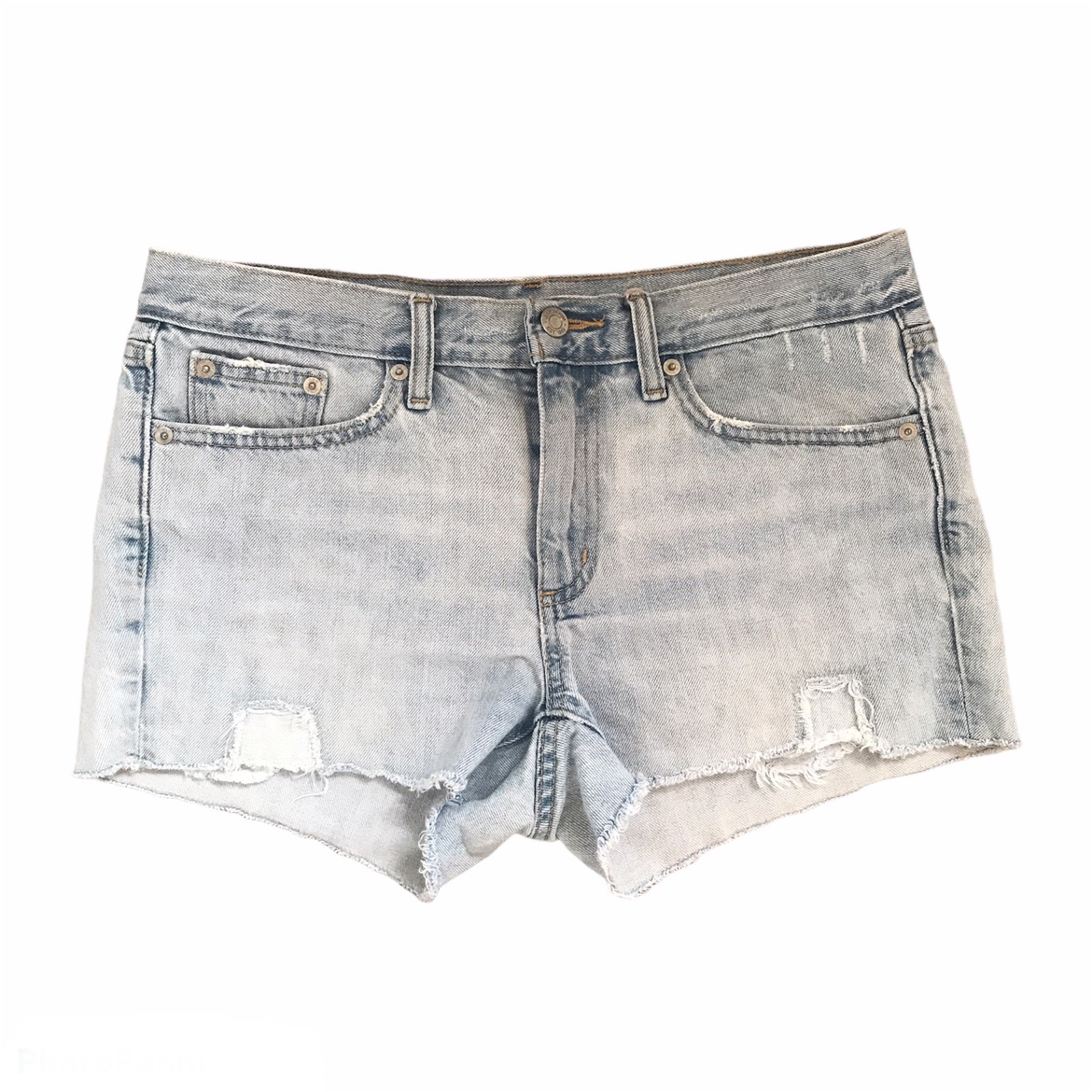 GAP Light-wash Mid-Rise Distressed Denim Jean Shorts Size 27 image indicator(2)