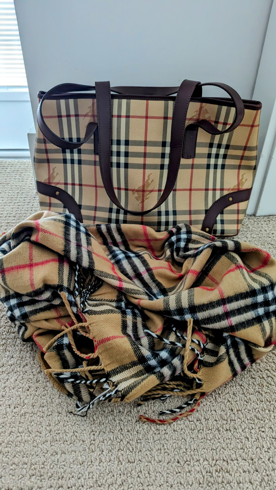 Burbury purse and scarf