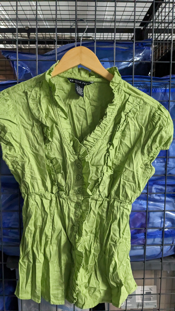 Chartreuse button down blouse-size large - photo 2