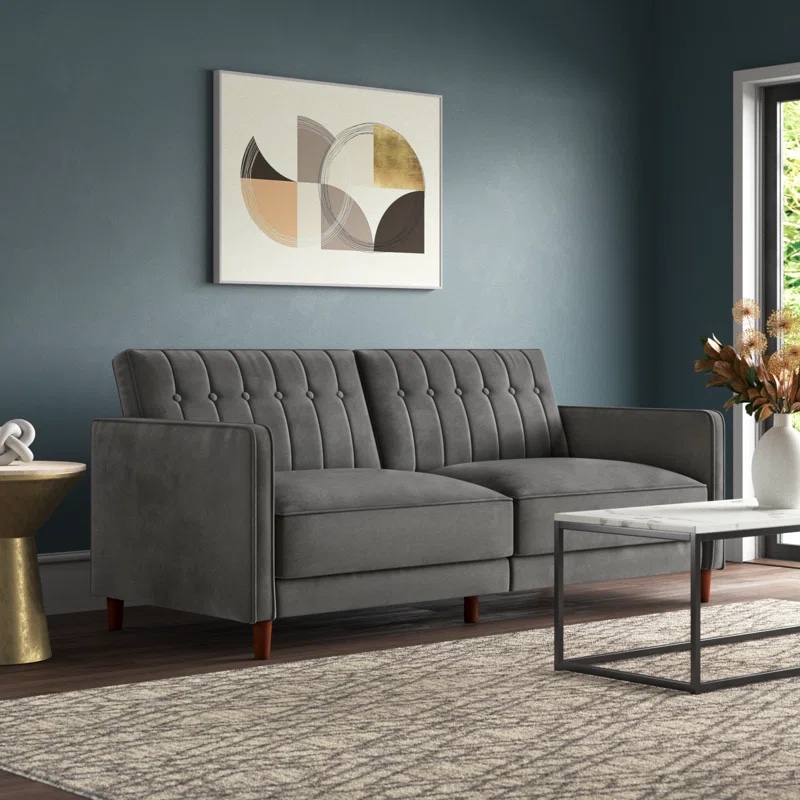 Perdue 81.5" Velvet Square Arm Convertible Sofa - photo 2
