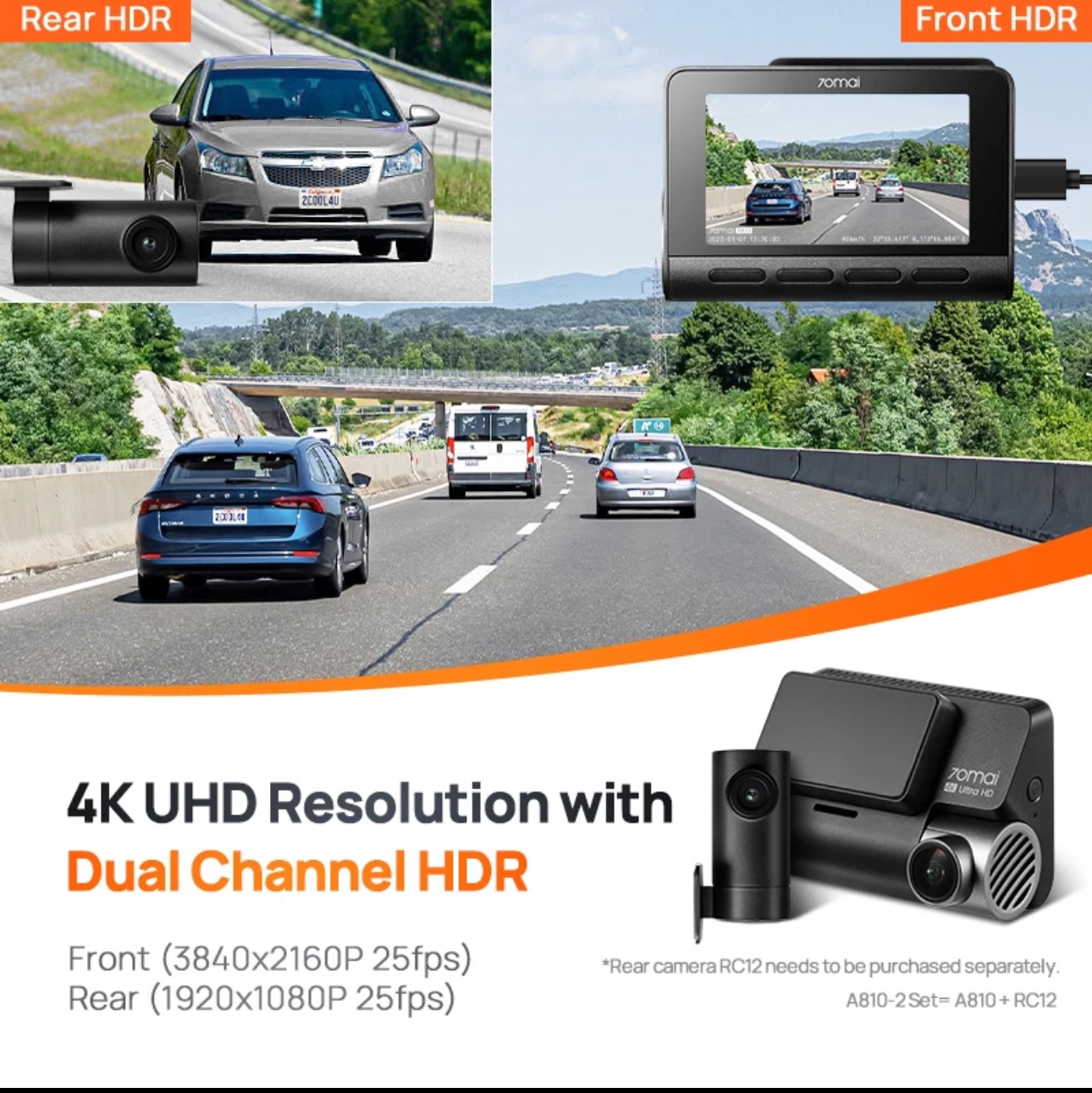 70mai A810 4K Dash cam with Sony Starvis 2 image indicator(3)