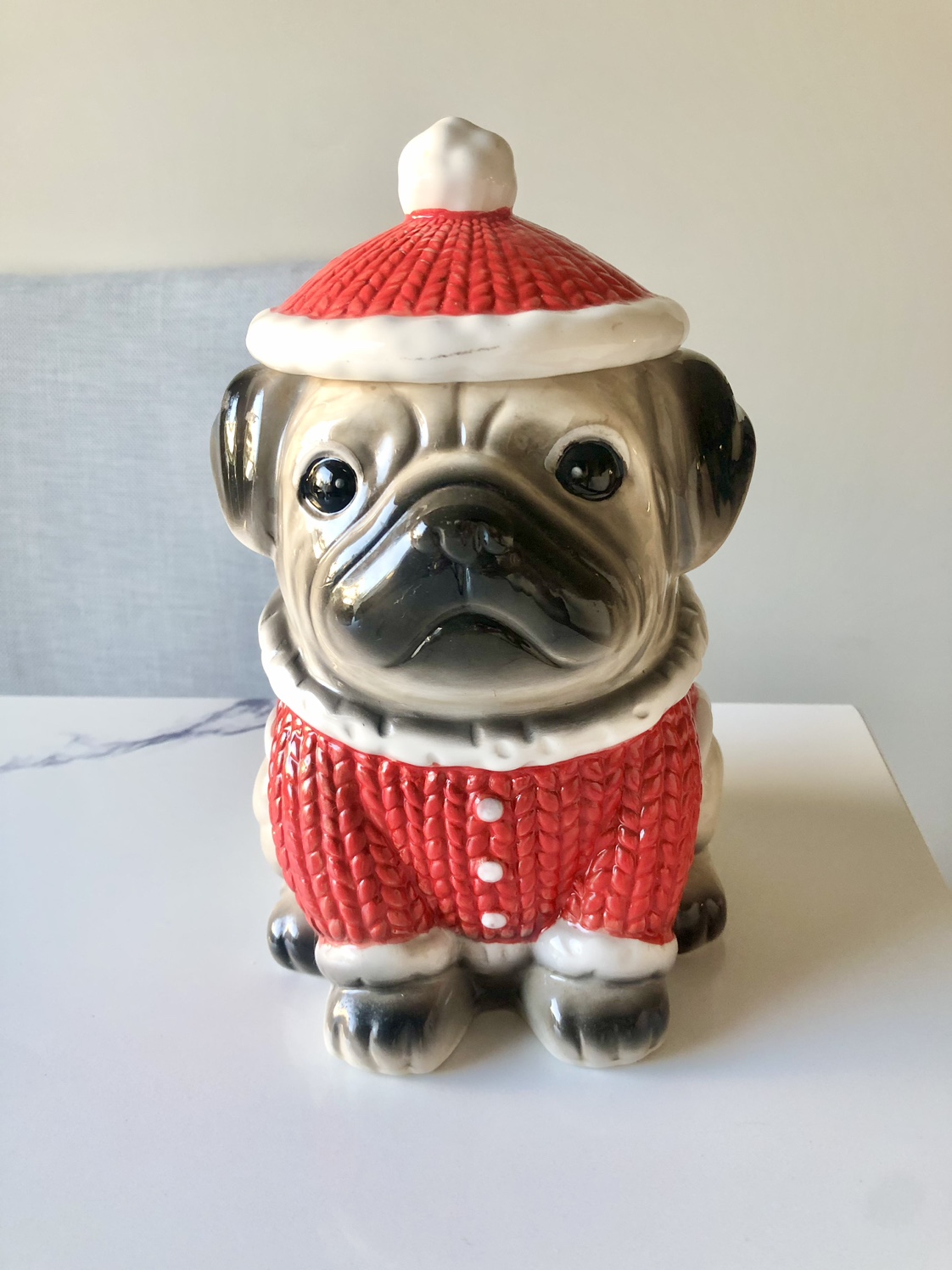 Holiday Time Pug Cookie Jar