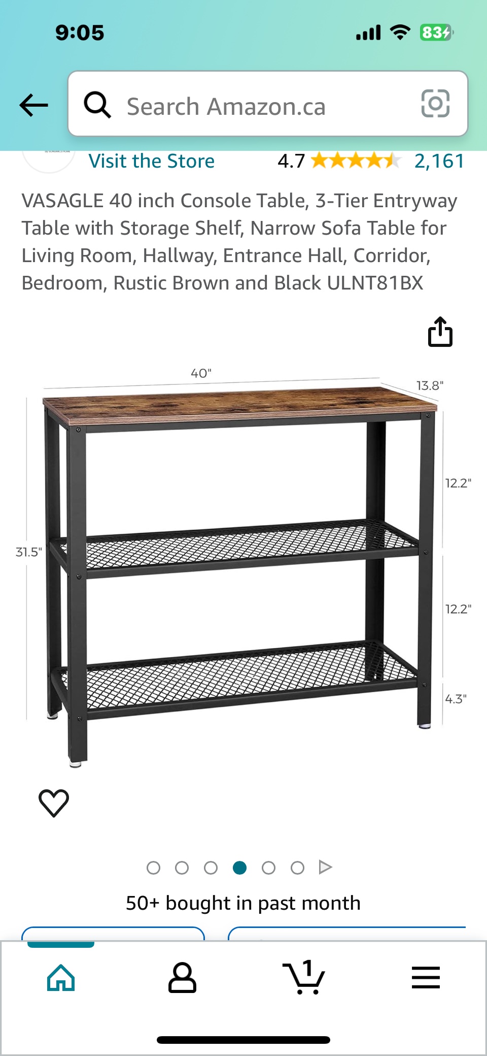 3 Tier metal and wood console Table - photo 2