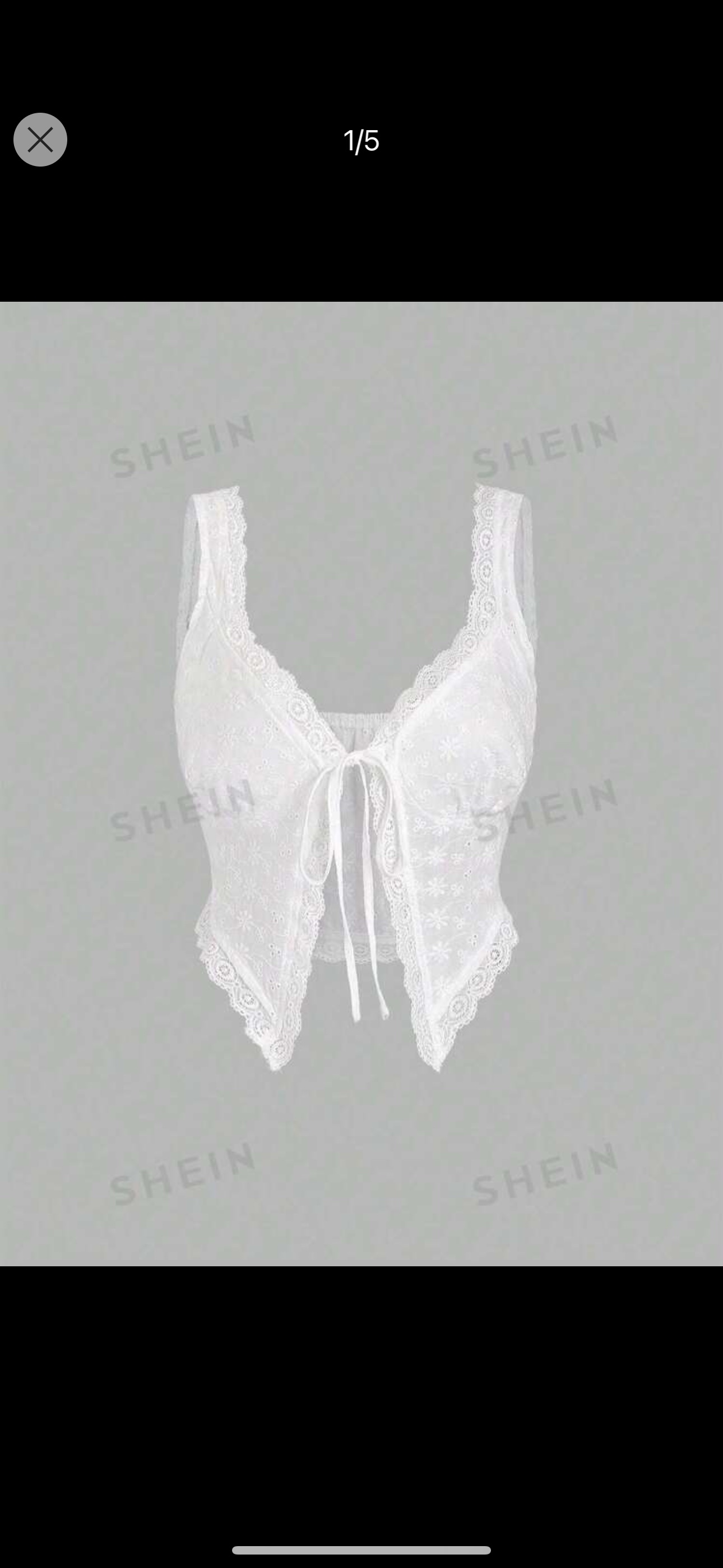White lace tie front top thumbnail