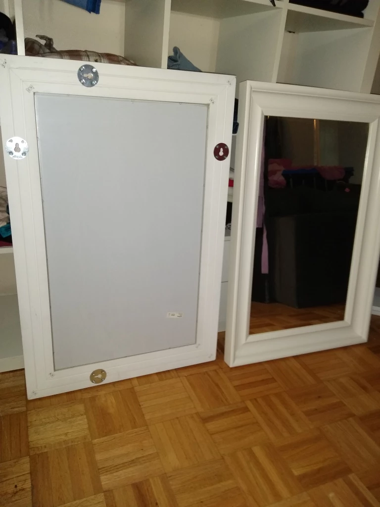 Set of 2 quality white wood frame mirrors image indicator(3)