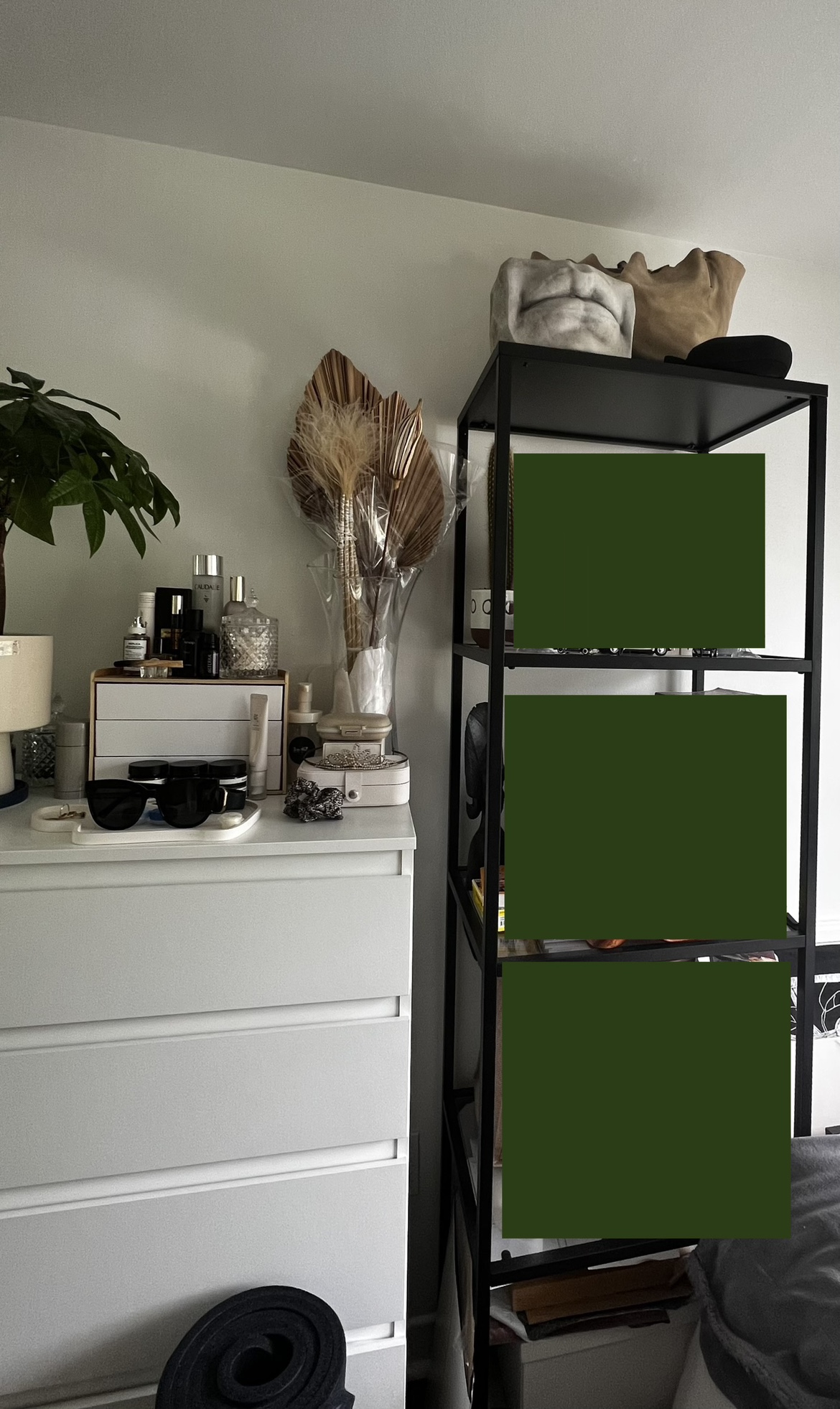 Glass and metal Shelf unit, black-brown/glass