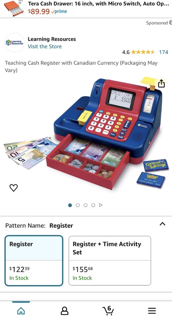 Learning and resources cash register