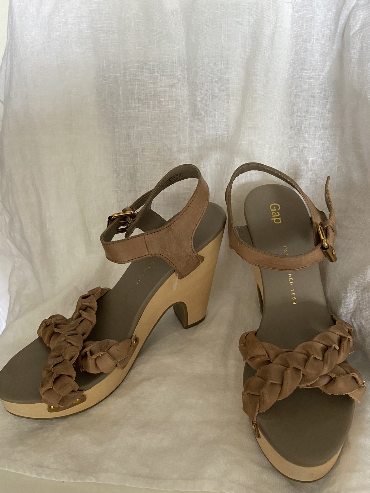 Gap Braided Sandals Leather and Wood size 7 new - photo 2
