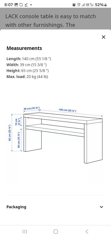 Ikea Lack console table black-brown - photo 2