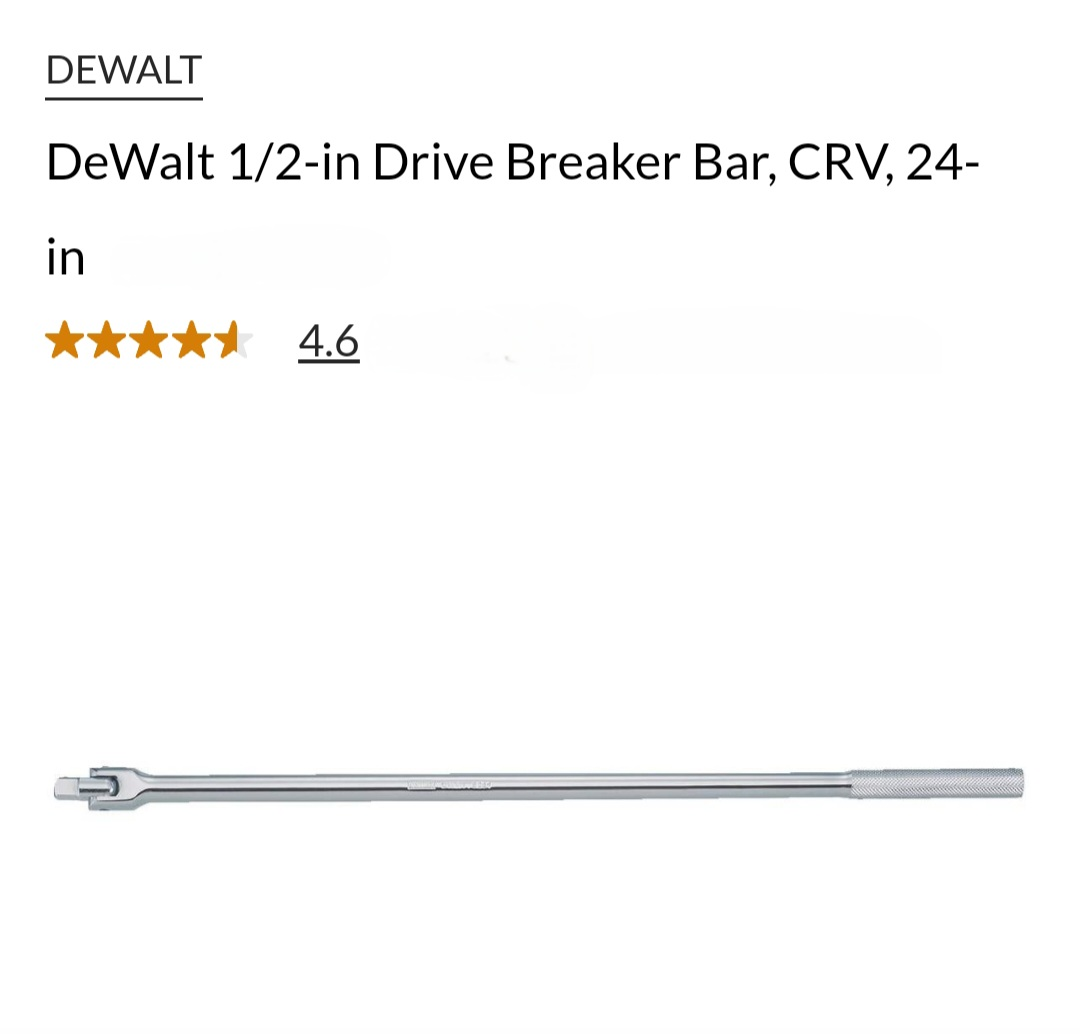 Dewalt breaker bar, 1/2 inch drive. 24 inches long