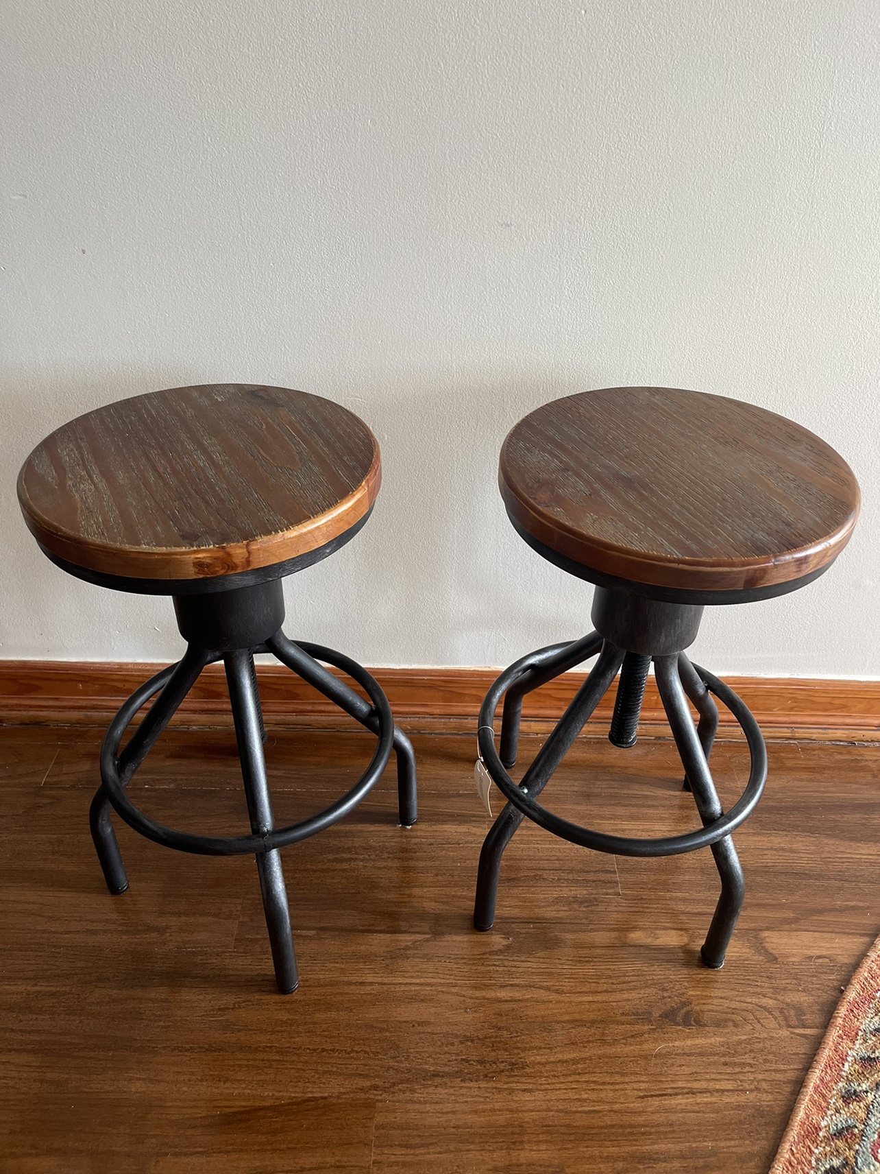 Bar stool set of 2 industrial retro