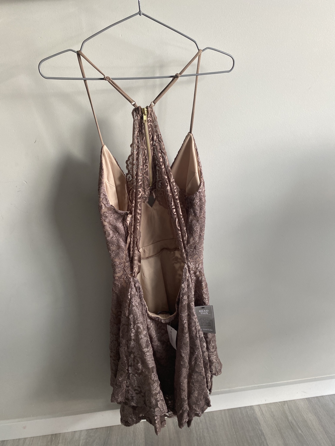 Brand new with tags… Sparkle Fit & Flare Mini Dress (Taupe) - photo 4