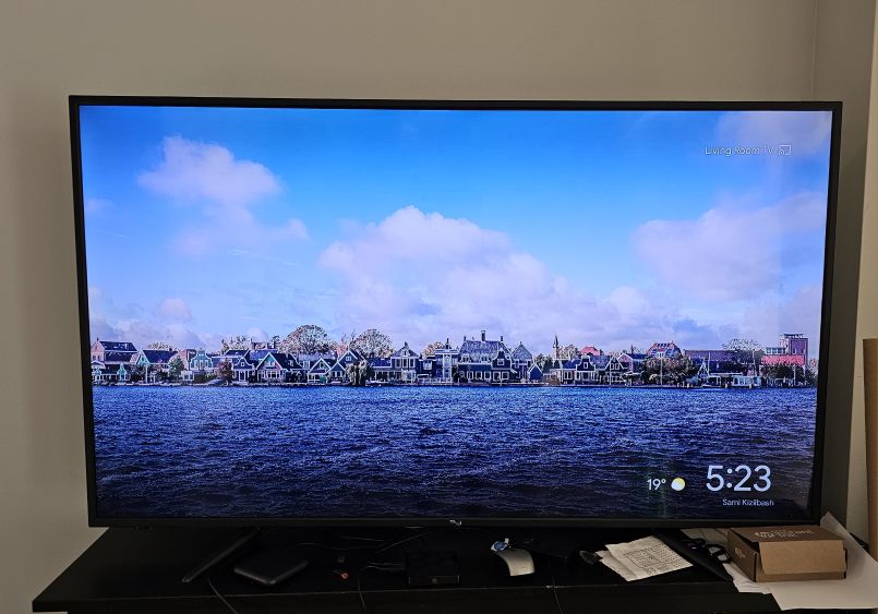 65" TV with chrome stick thumbnail