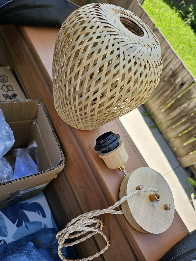 two wired bamboo lamps - photo 3
