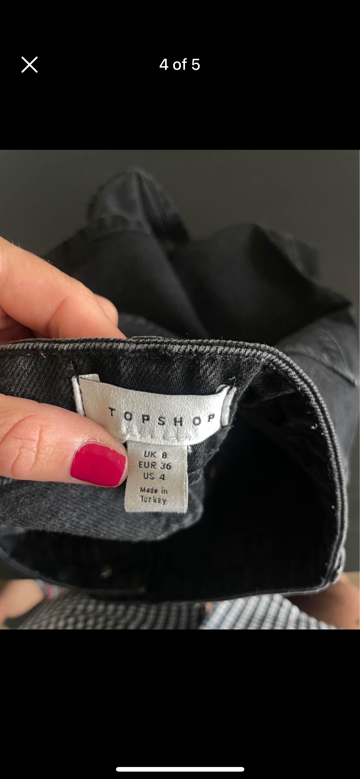 Topshop black denim skirt - Size 4 image indicator(4)