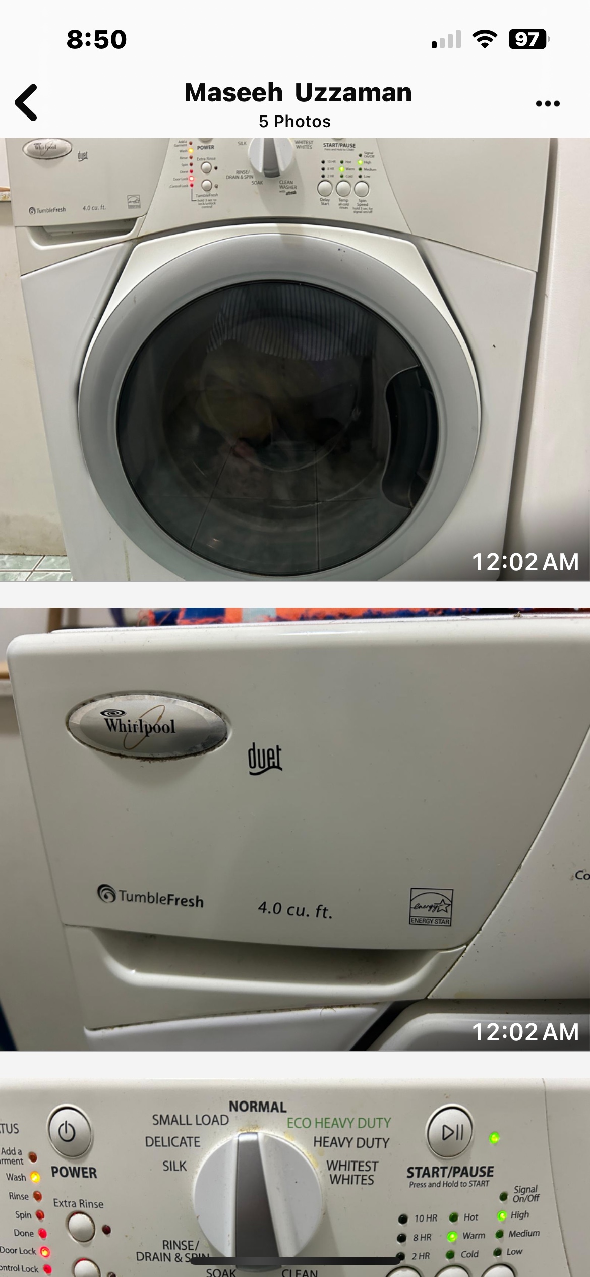 Whirlpool washing machine front load 4.00 cubic feet image indicator(2)