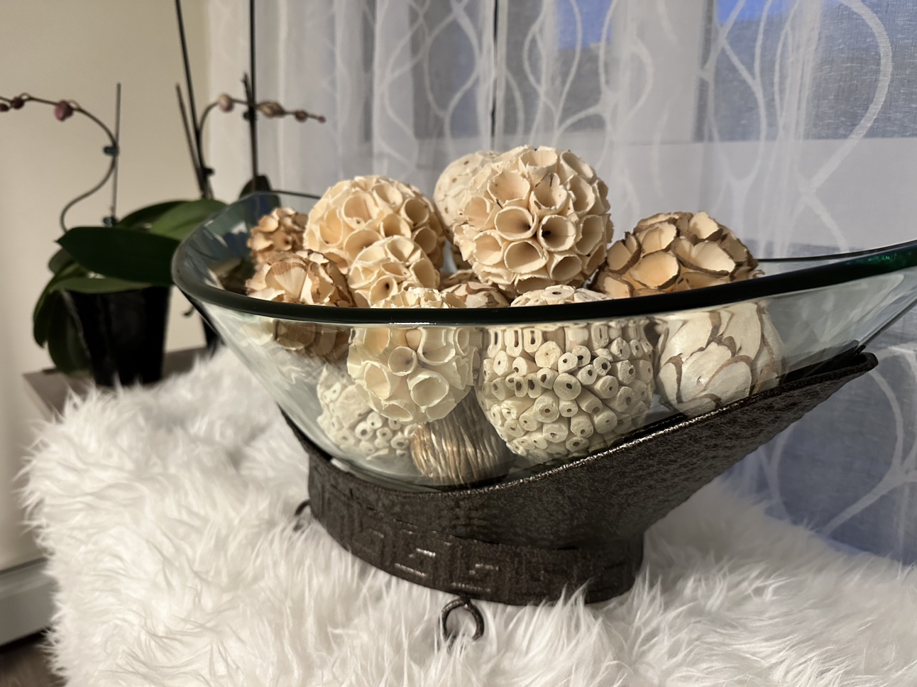Decorative Glass Bowl with Bronze Base - photo 3