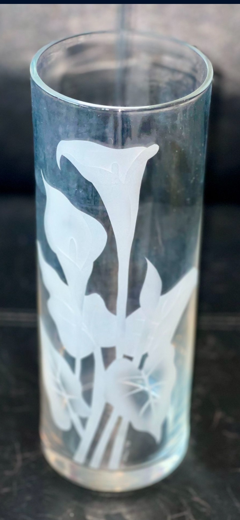 Glass Cylinder Vase With Lily Etchings - photo 4