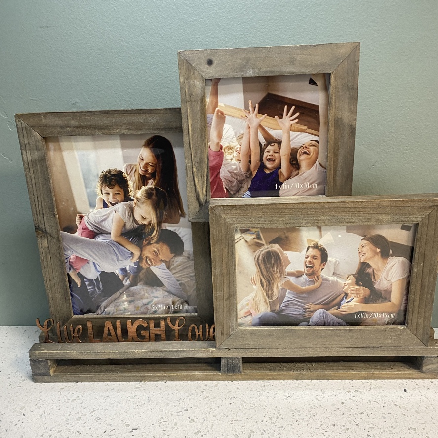 Picture Frame- rustic wood stand for 3 photos thumbnail