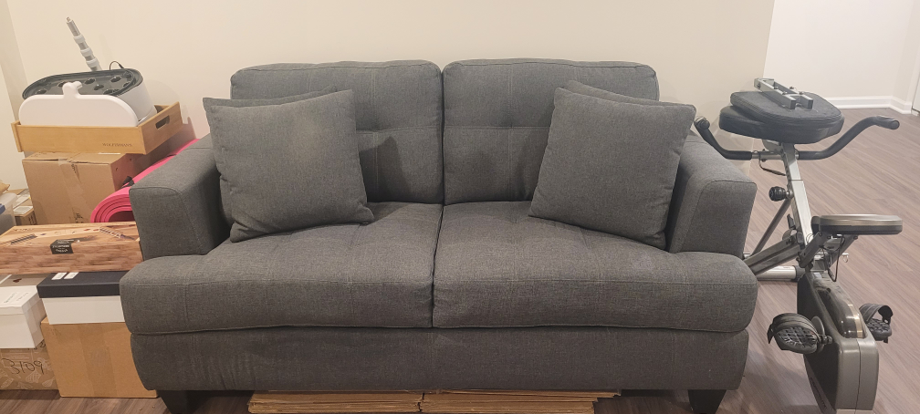 Gray Fabric Loveseat