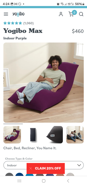 Yogibo Max purple bean bag