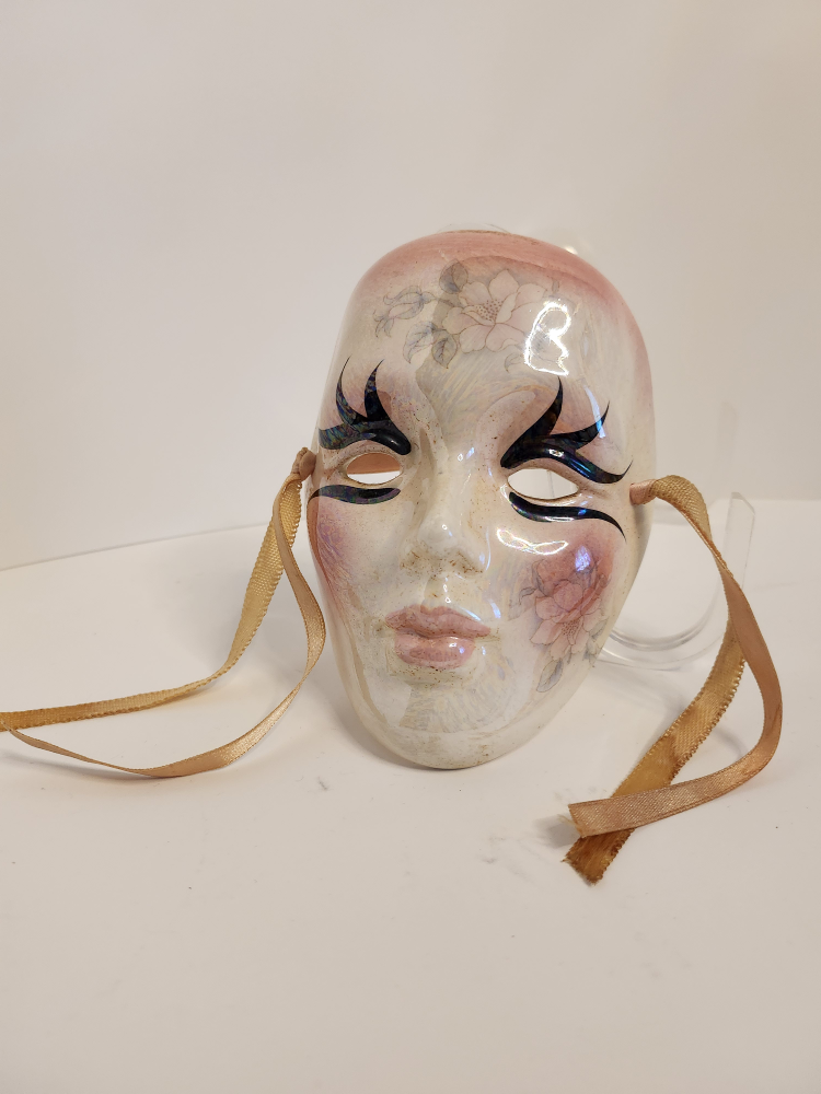 Small Clay Art Mask Wall Hanging with Lusterware Finish, 5"