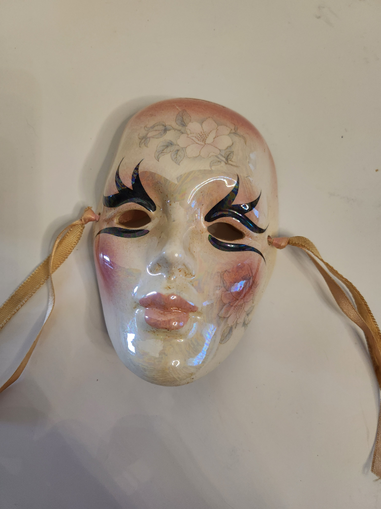 Small Clay Art Mask Wall Hanging with Lusterware Finish, 5" - photo 3